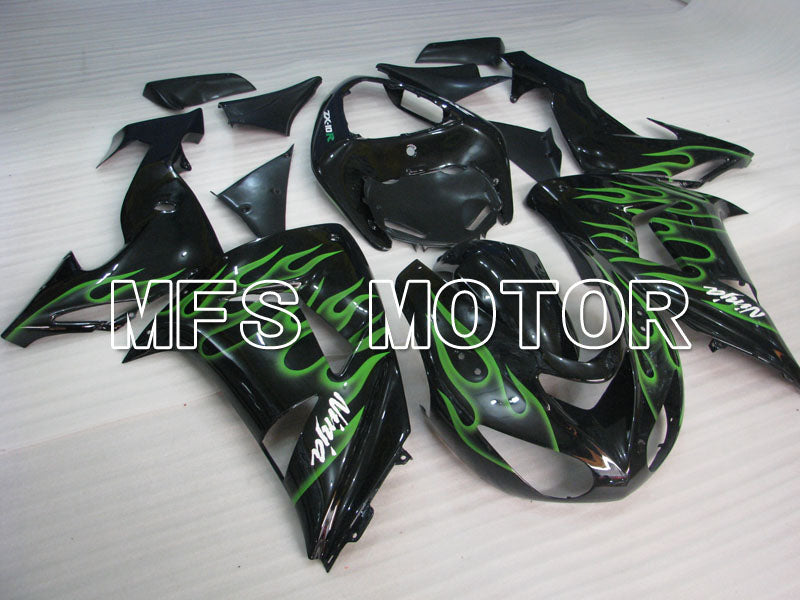 Kawasaki NINJA ZX10R 2006-2007 Injection ABS Fairing - Flame - Black Green - MFS4002