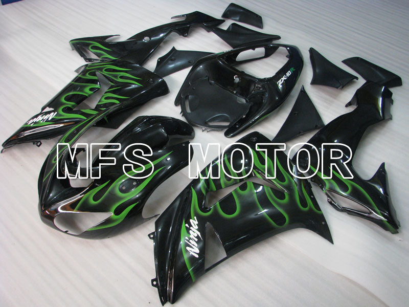 Kawasaki NINJA ZX10R 2006-2007 Injection ABS Fairing - Flame - Black Green - MFS4002