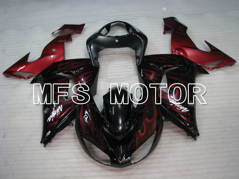 Kawasaki NINJA ZX10R 2006-2007 Injection ABS Fairing - Flame - Black Red - MFS4005