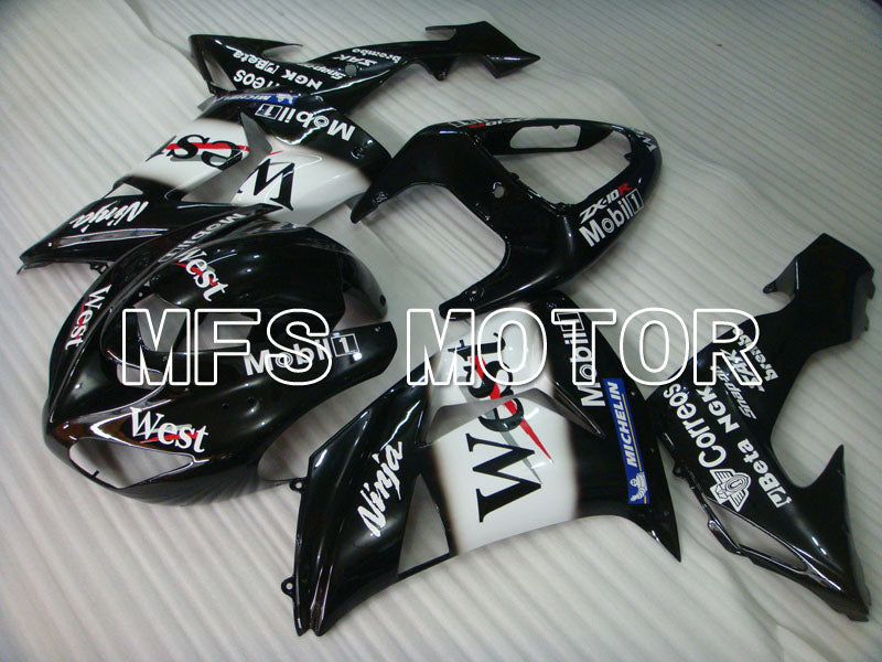Kawasaki NINJA ZX10R 2006-2007 Injection ABS Fairing - West - Black White - MFS4015