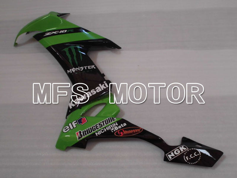 Carénage ABS injecté Kawasaki NINJA ZX10R 2008-2010 - Monster - Noir Vert - MFS4070