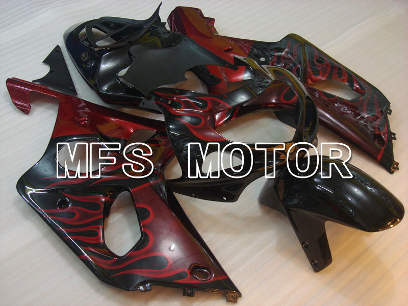 Suzuki GSXR1000 2000-2002 Injection ABS verkleidung - Flamme - Schwarz Rot - MFS4246