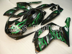 Yamaha YZF-600R 1997-2007 Injection ABS verkleidung - Flamme - Grün Schwarz - MFS4474