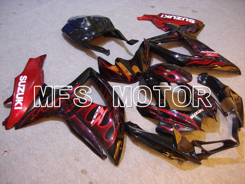 Suzuki GSXR600 GSXR750 2008-2010 Injection ABS Fairing - Flame - Black Red - MFS5048