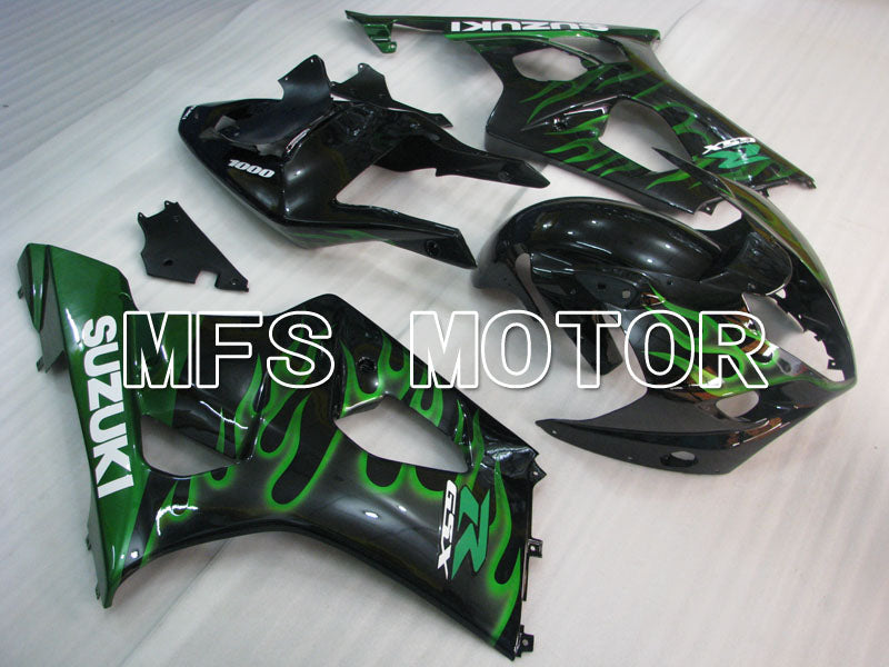 Suzuki GSXR1000 2003-2004 Injection ABS Fairing - Flame - Black Green - MFS2574
