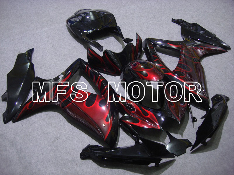 Suzuki GSXR600 GSXR750 2008-2010 Injection ABS Fairing - Flame - Black Red - MFS5047
