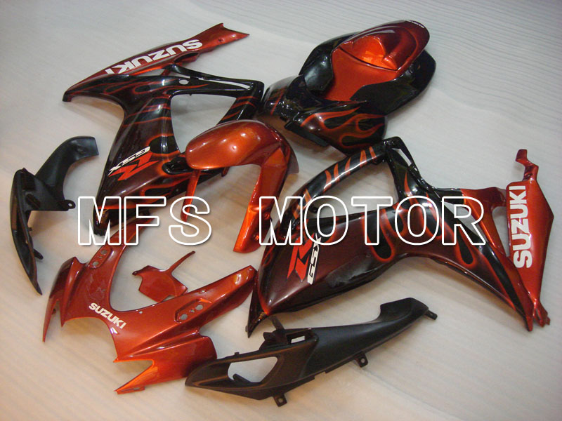 Suzuki GSXR600 GSXR750 2006-2007 Injection ABS Fairing - Flame - Black Orange - MFS2335