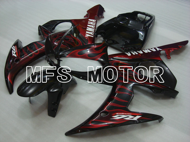 Yamaha YZF-R6 2003-2004 Injection ABS Fairing - Flame - Red wine color Black - MFS3484