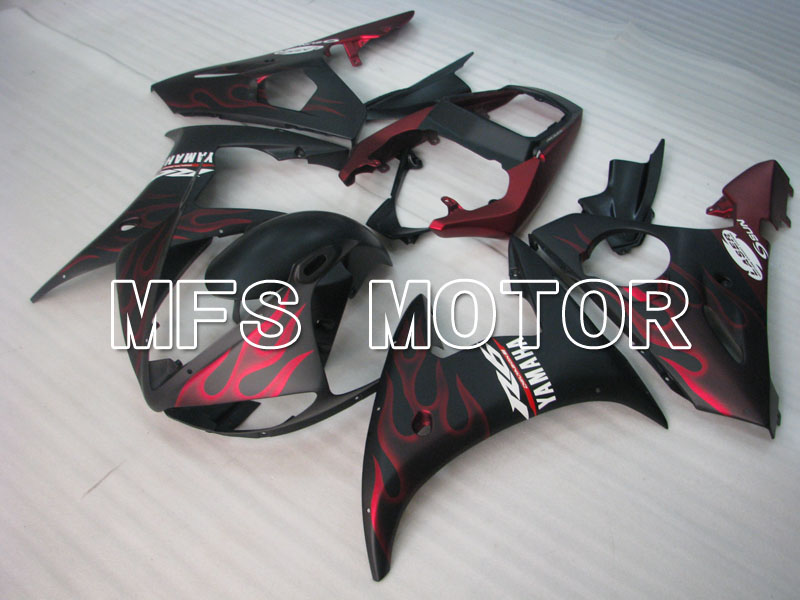 Yamaha YZF-R6 2003-2004 Injection ABS Fairing - Flame - Matte Black Red wine color - MFS3611