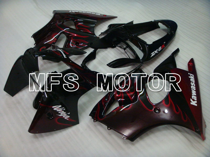 Kawasaki NINJA ZX6R 2000-2002 Injection ABS Fairing - Flame - Black Red - MFS3637