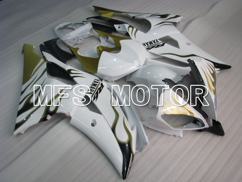 Yamaha YZF-R6 2008-2016 Injektion ABS Verkleidung - Flame - Gold Weiß - MFS3818