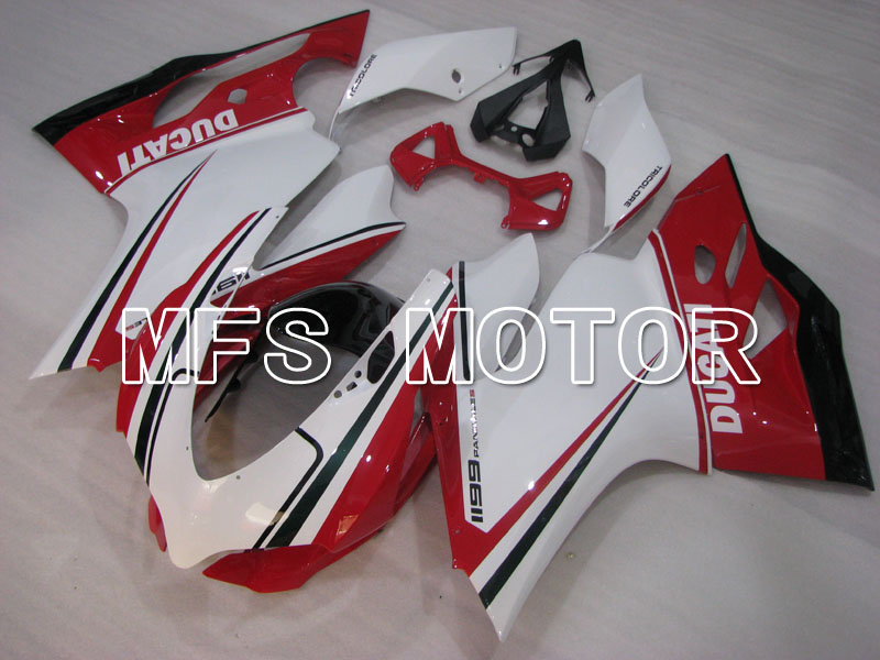 Ducati 1199 2011-2014 Injektion ABS Verkleidung - Fabrik Style - rot Weiß - MFS4094