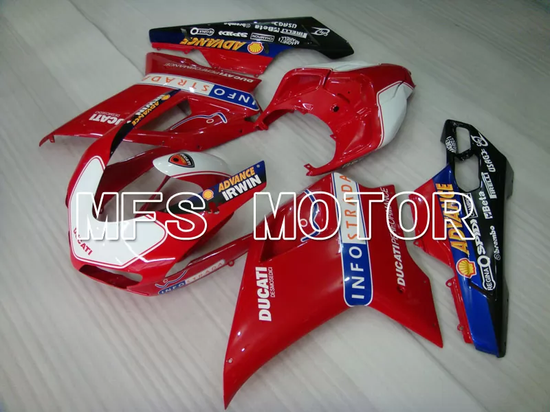 Ducati 848 / 1098 / 1198 2007-2011 Carenado ABS de inyección - INFO STRADA - rojo Blanco - MFS4123