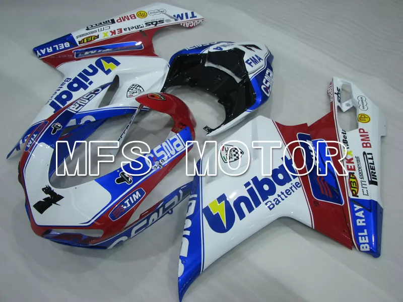 Ducati 848 / 1098 / 1198 2007-2011 Injection ABS Fairing - Unibat - Red wine color White - MFS4197