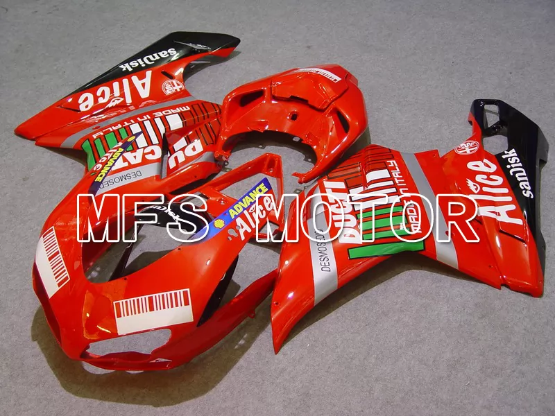 Ducati 848 / 1098 / 1198 2007-2011 Injektion ABS Verkleidung - Alice - rot Schwarz - MFS4726