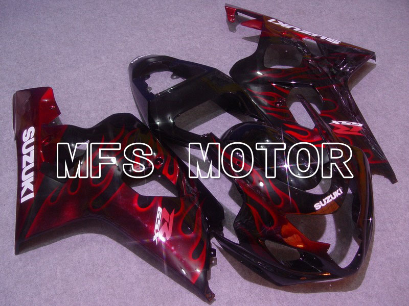 Suzuki GSXR600 GSXR750 2004-2005 Injection ABS Fairing - Flame - Black Red - MFS4730