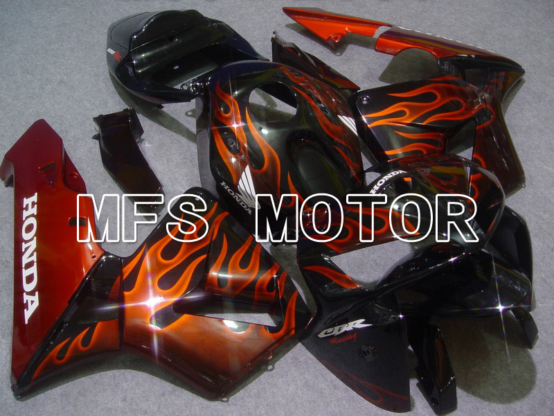 Honda CBR600RR 2005-2006 Injektion ABS Verkleidung - Flame - Orange Schwarz - MFS5427