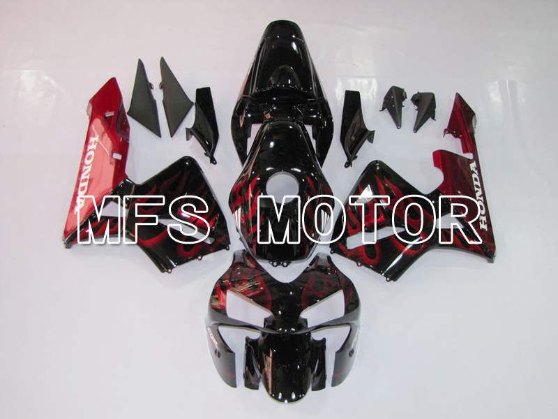 Honda CBR600RR 2003-2004 ABS Injection Fairing - Flame - Red wine color Black - MFS5525