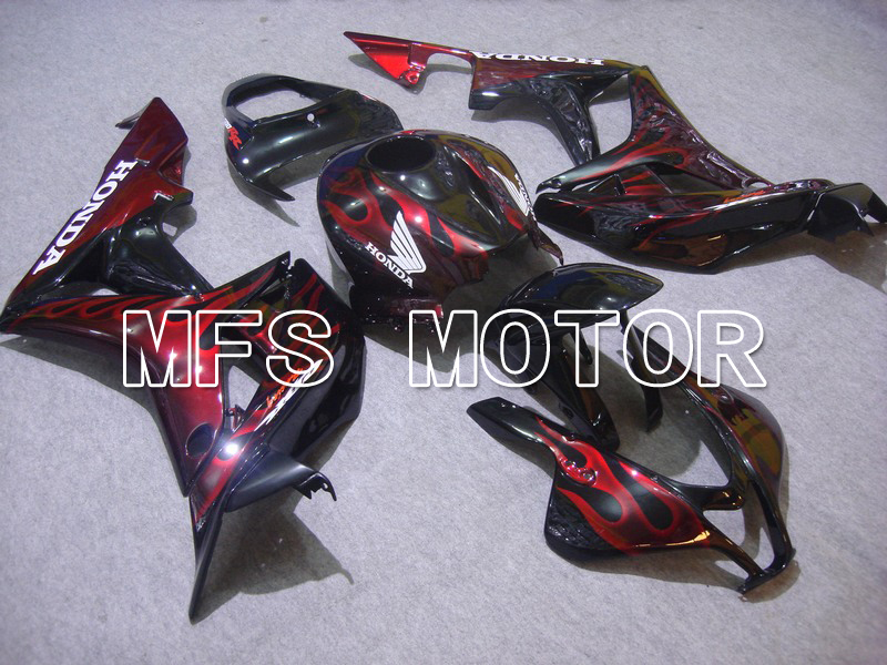 Honda CBR600RR 2007-2008 Injection ABS Fairing - Flame - Black Red - MFS5618