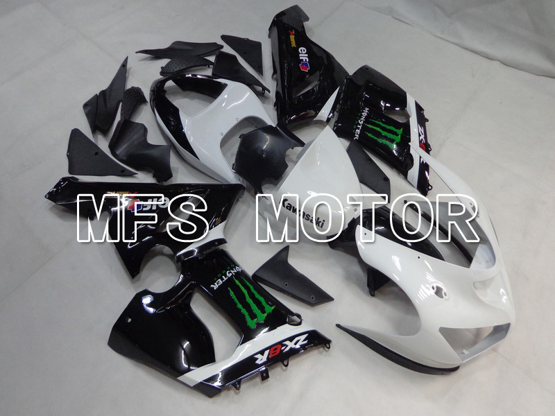 Kawasaki NINJA ZX6R 2005-2006 Injection ABS Fairing - Monster - Black White - MFS5696